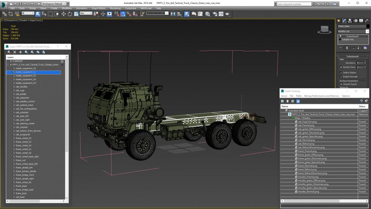 3D FMTV 5 Ton 6x6 Tactical Truck Chassis Green model