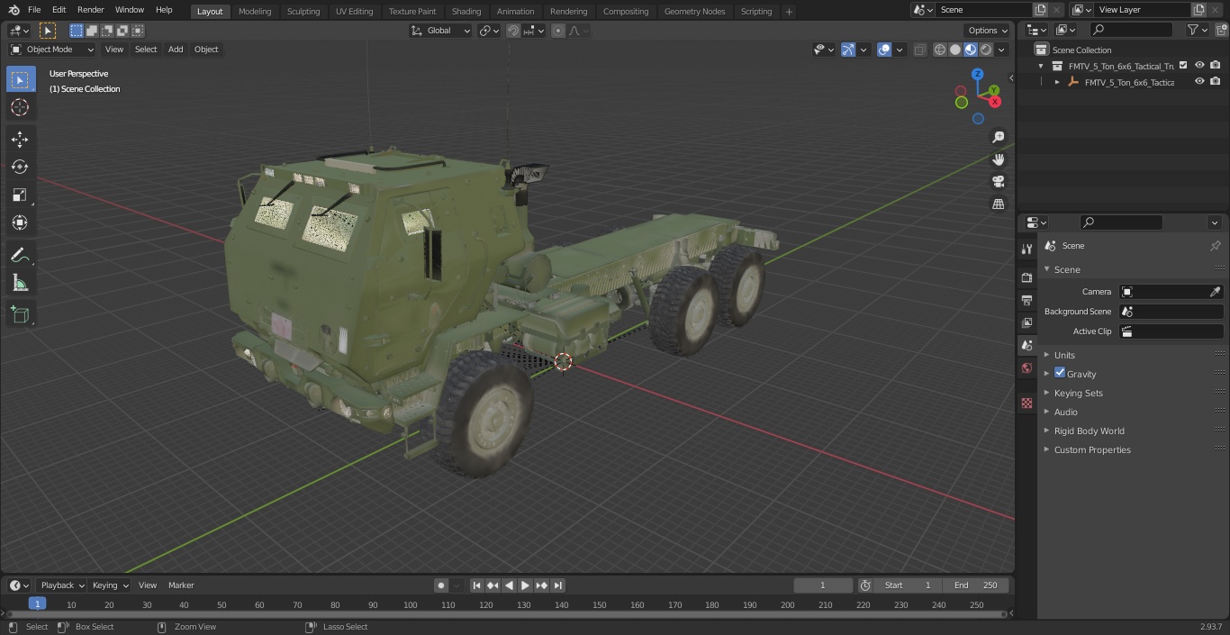 3D FMTV 5 Ton 6x6 Tactical Truck Chassis Green model