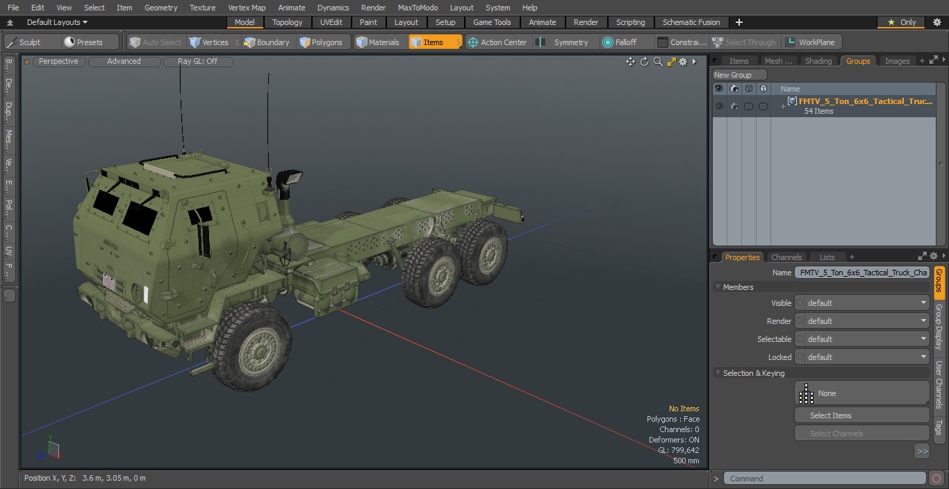 3D FMTV 5 Ton 6x6 Tactical Truck Chassis Green model