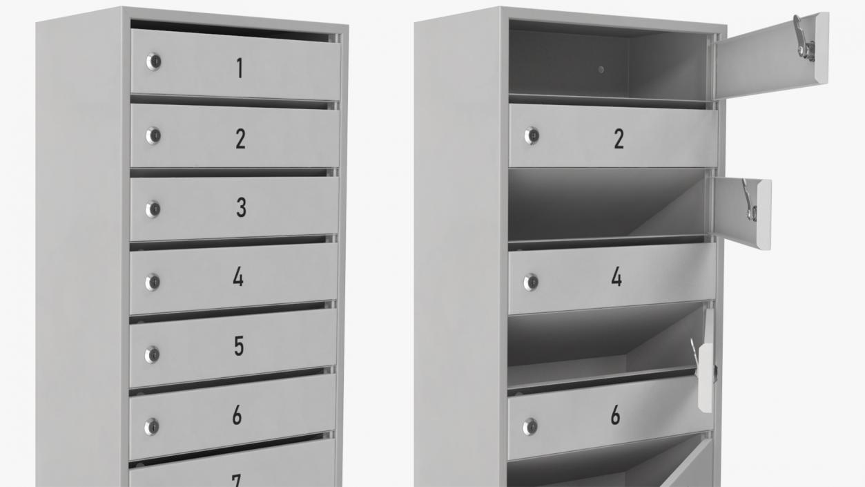 3D Mailboxes for Apartment Buildings Grey model