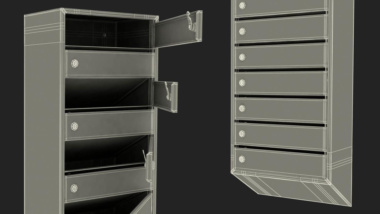 3D Mailboxes for Apartment Buildings Grey model