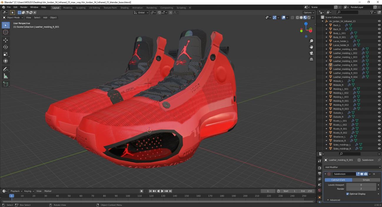 3D model Air Jordan 34 Infrared 23