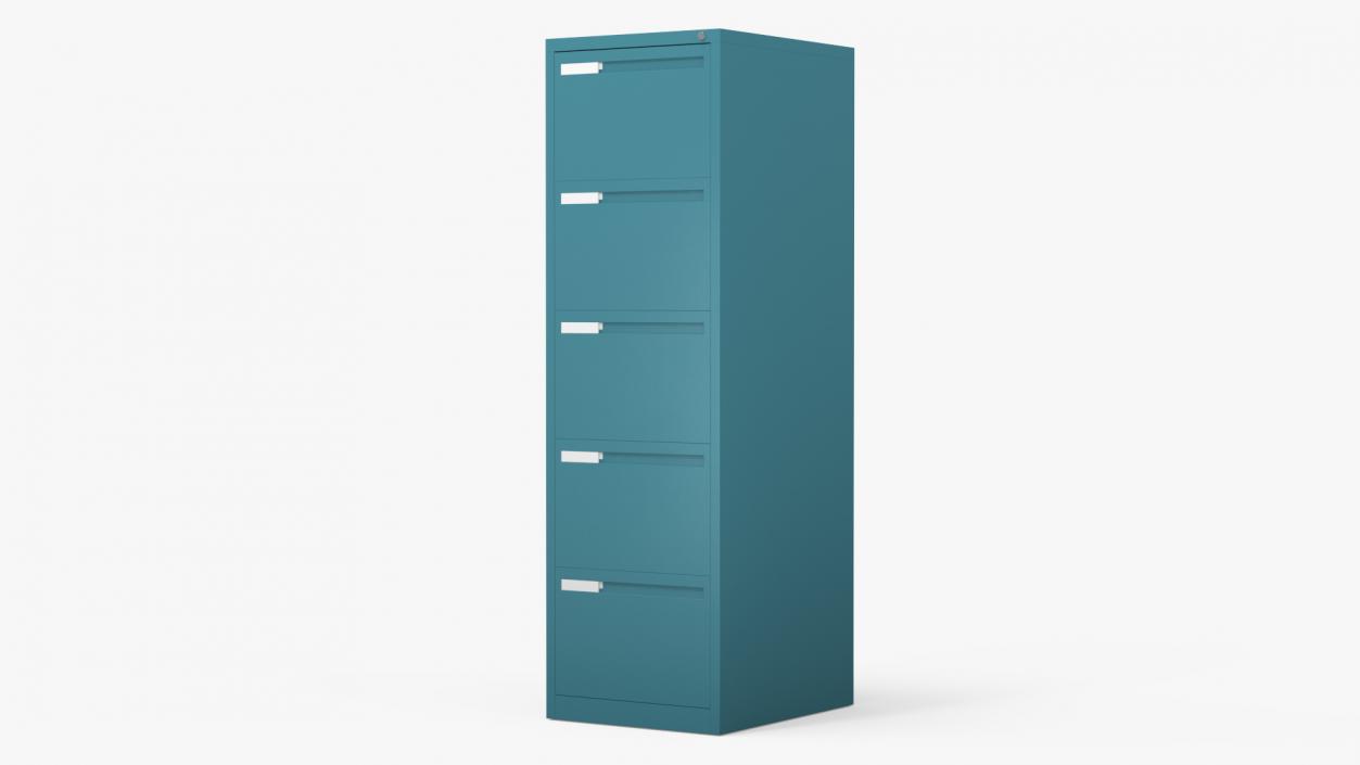 3D Filing Cabinet 5 Drawer Blue model