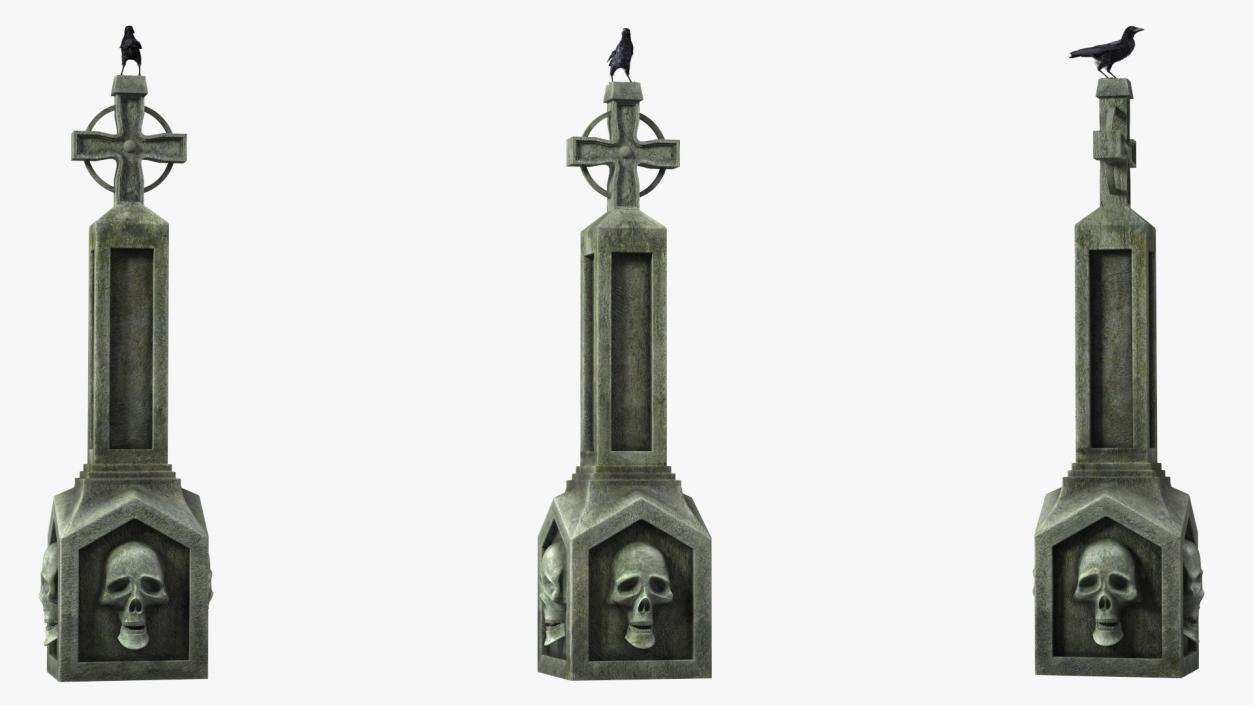 3D Raven on Halloween Tombstone model