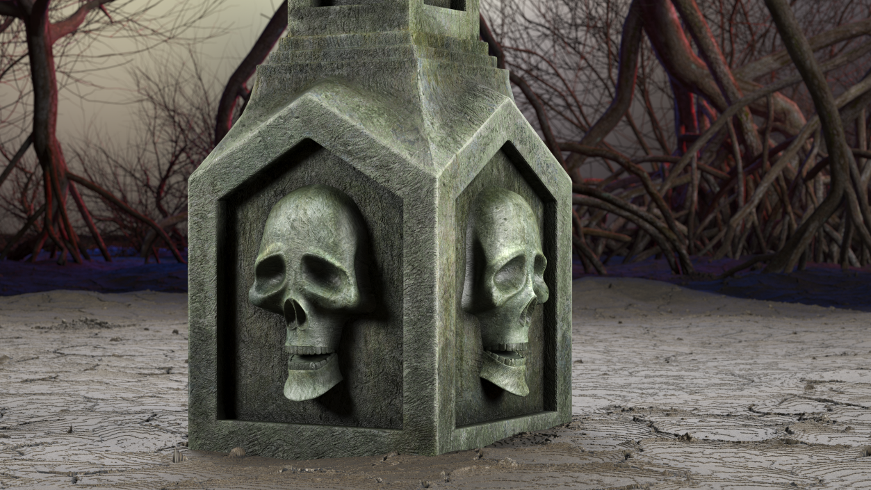 3D Raven on Halloween Tombstone model