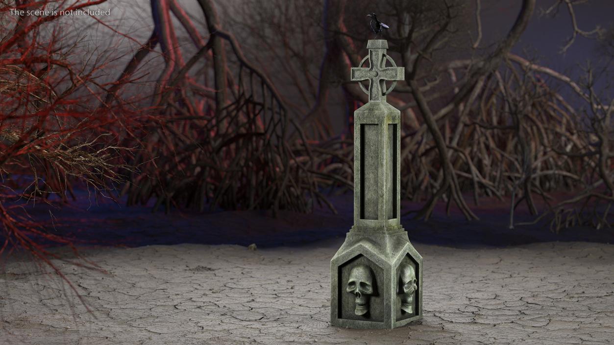 3D Raven on Halloween Tombstone model