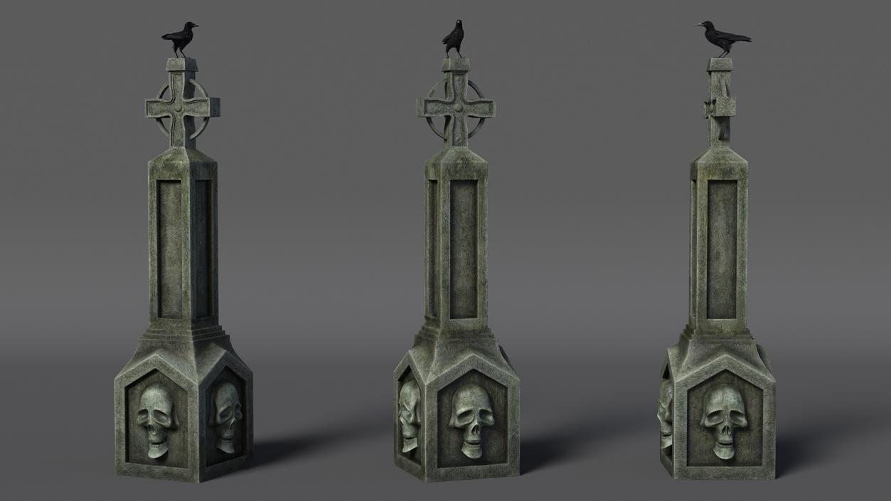 3D Raven on Halloween Tombstone model