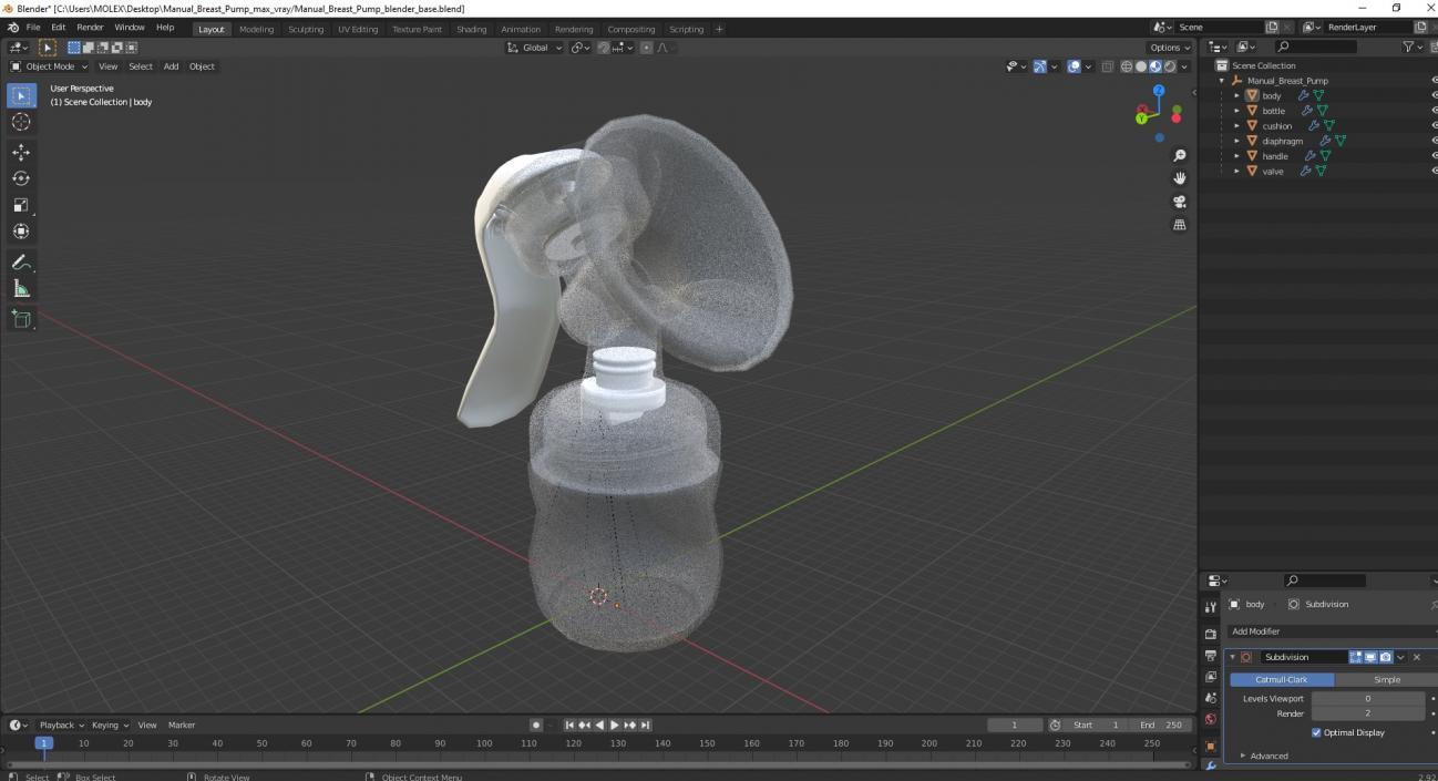 3D Manual Breast Pump model