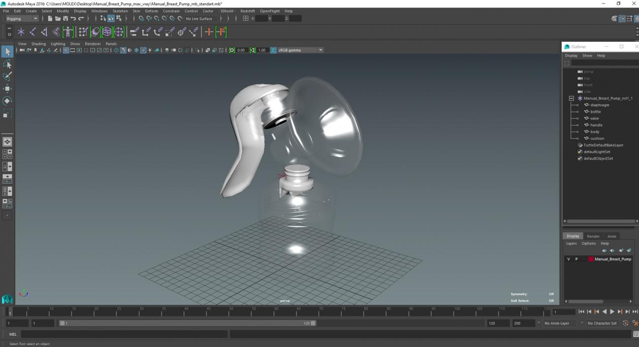 3D Manual Breast Pump model