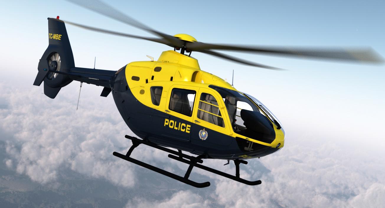 3D Police Eurocopter EC-135 Rigged