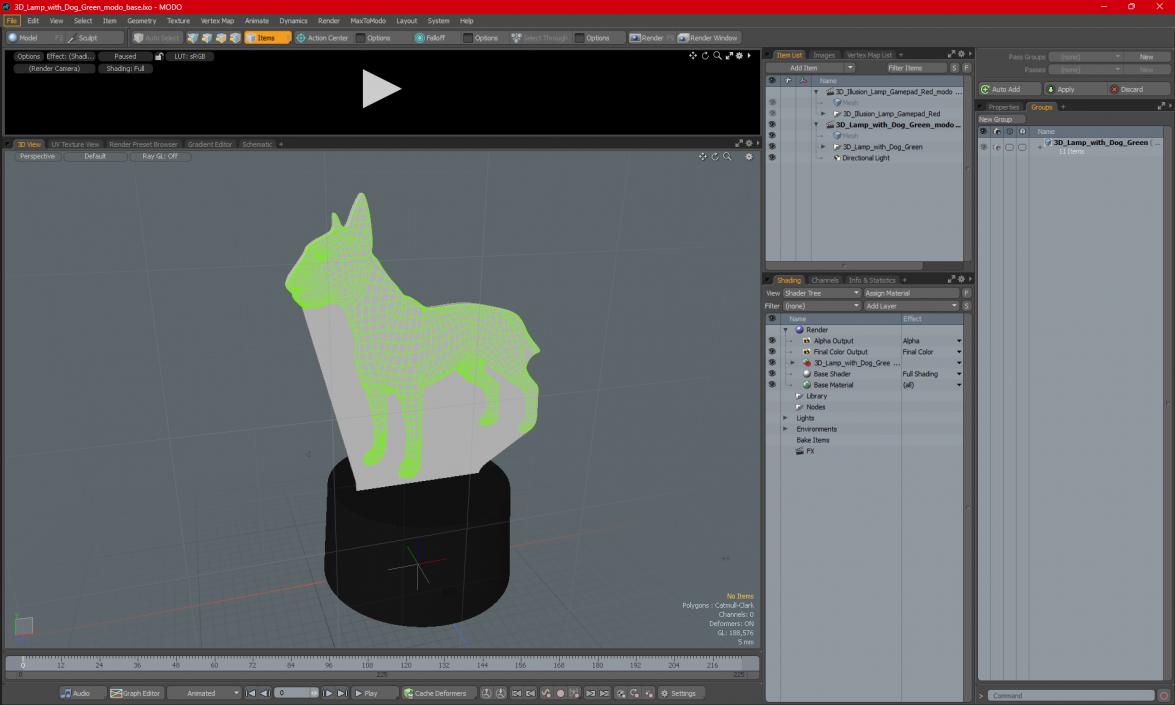 Lamp with Dog Green 3D model