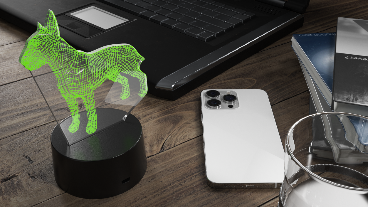 Lamp with Dog Green 3D model