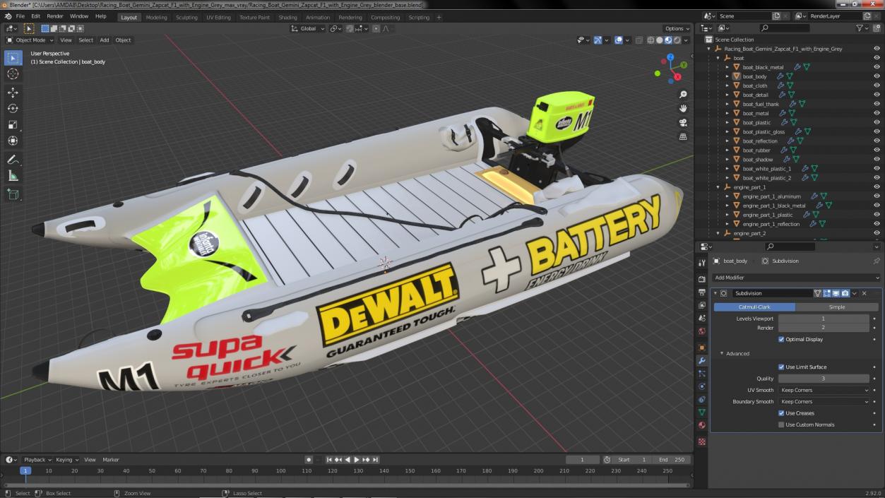 3D Racing Boat Gemini Zapcat F1 with Engine Grey(1) model