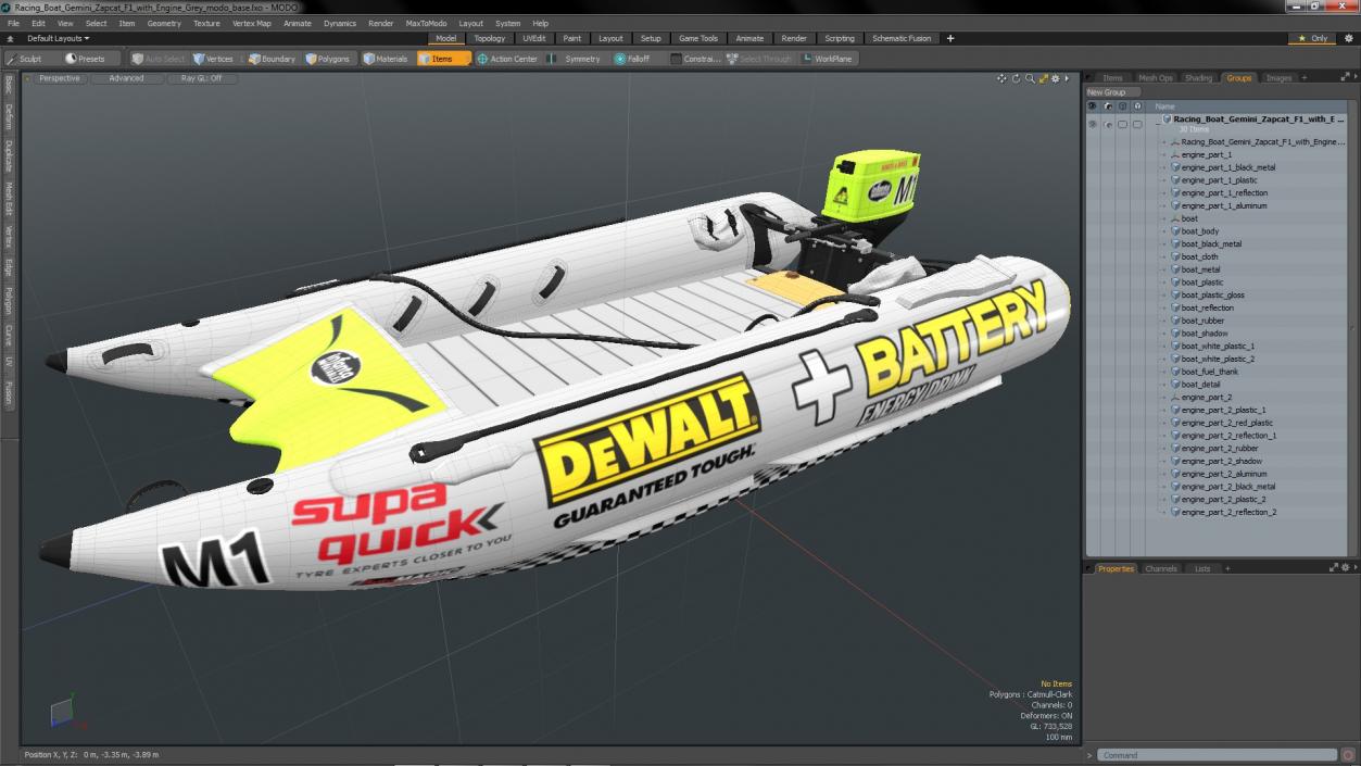 3D Racing Boat Gemini Zapcat F1 with Engine Grey(1) model