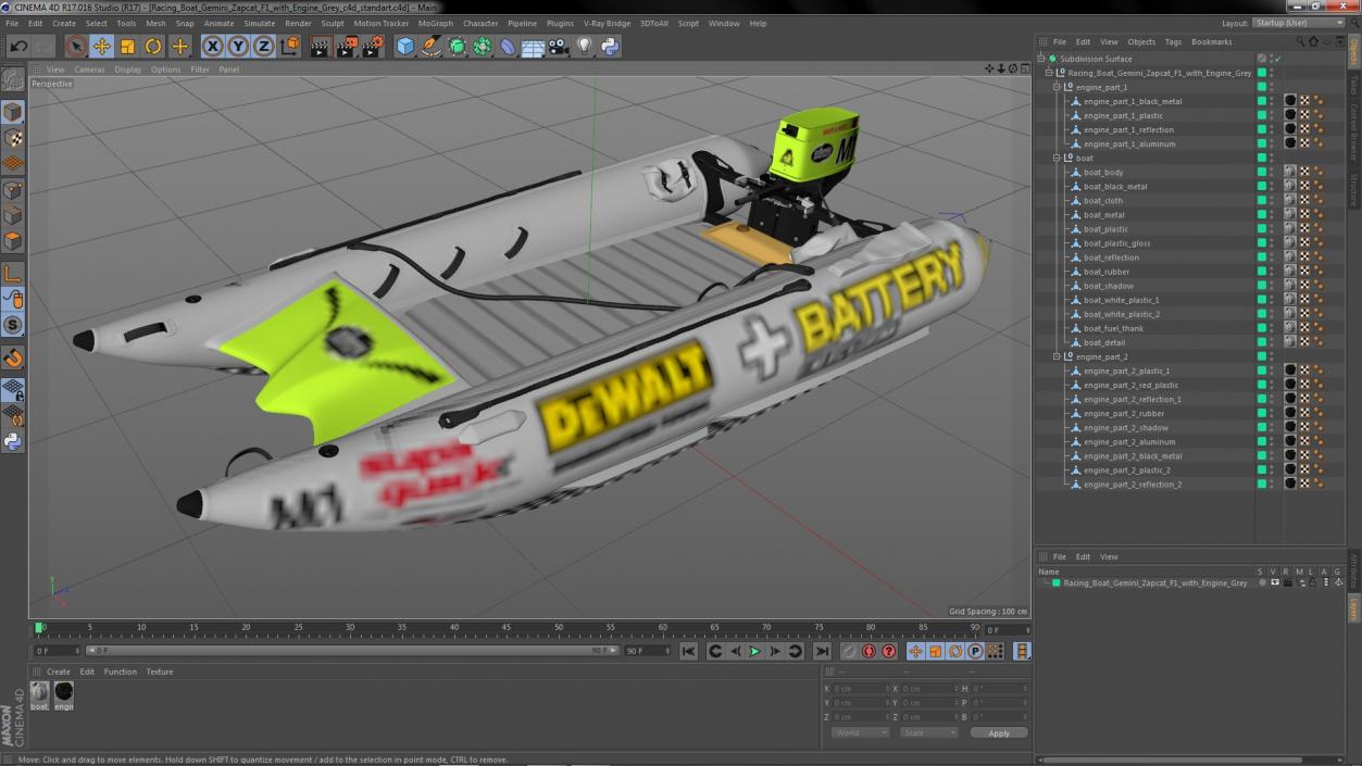 3D Racing Boat Gemini Zapcat F1 with Engine Grey(1) model