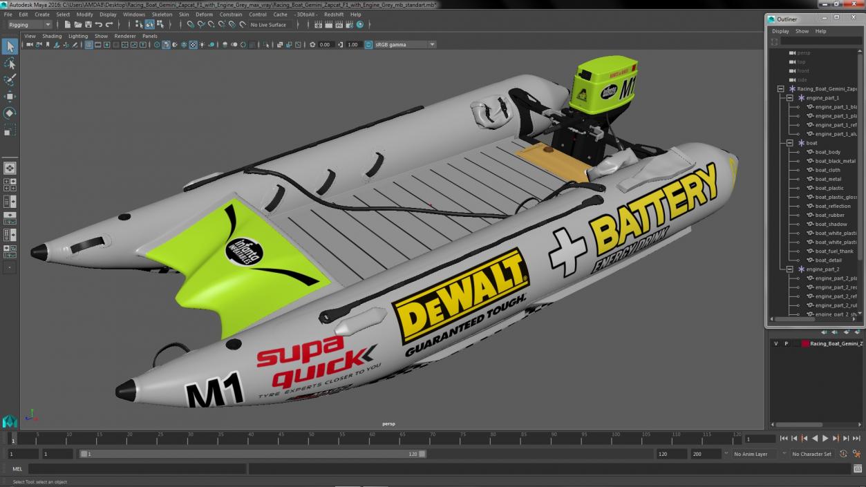 3D Racing Boat Gemini Zapcat F1 with Engine Grey(1) model