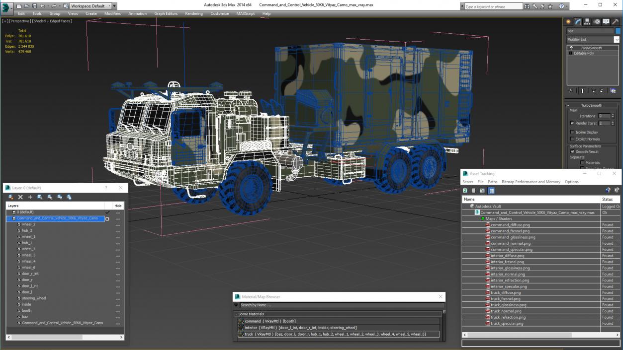 Command and Control Vehicle 50K6 Vityaz Camo 3D model