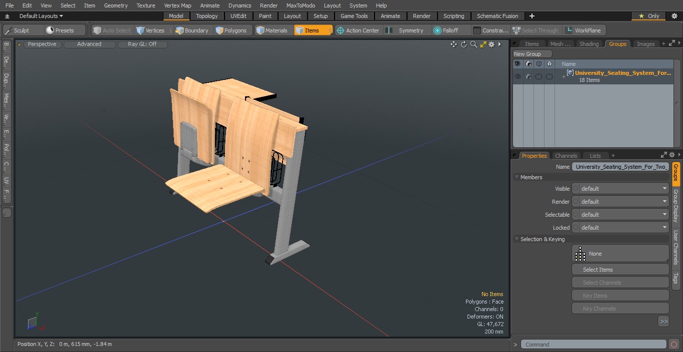 3D model University Seating System For Two Places