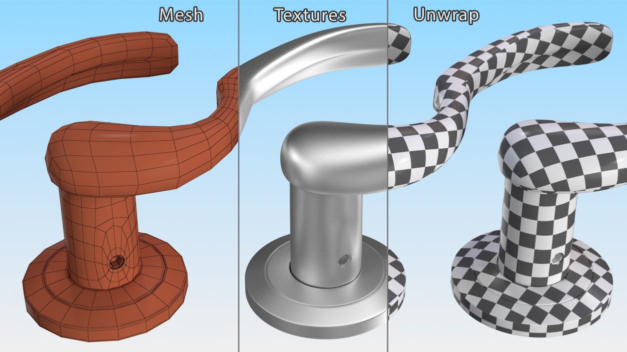 Steel Curly Door Handles 3D model