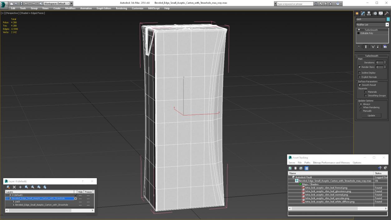 3D Beveled Edge Small Aseptic Carton with Strawhole model