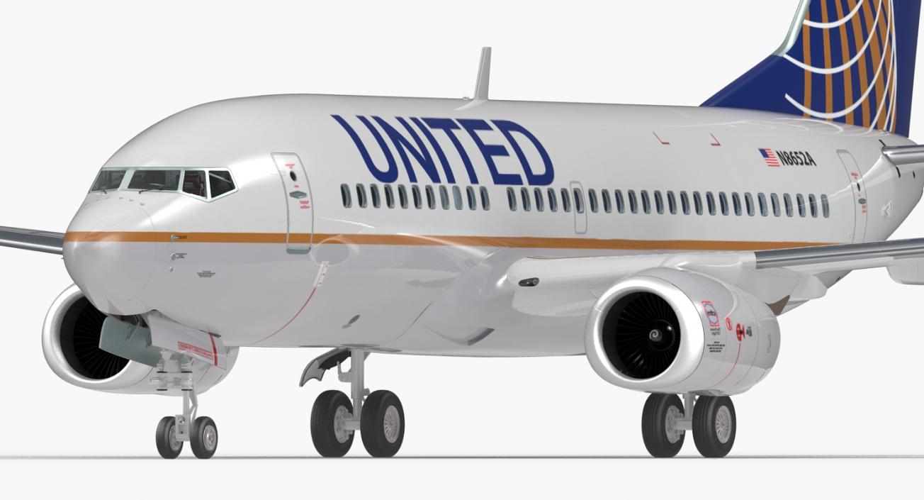 Boeing 737-700 with Interior United Airlines 3D model