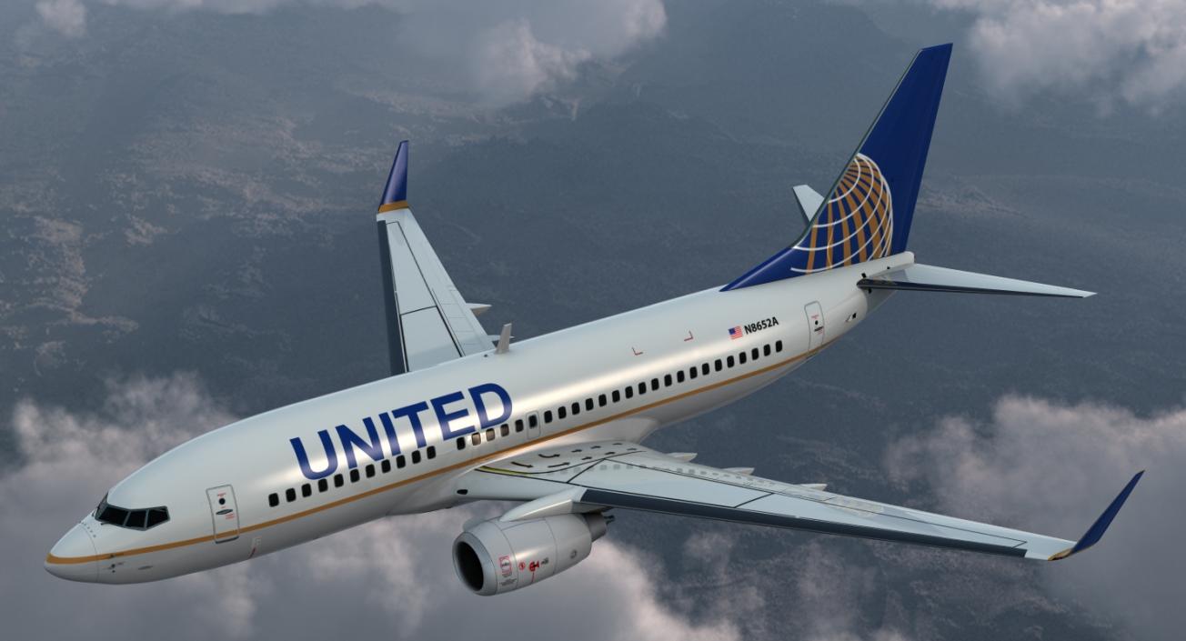 Boeing 737-700 with Interior United Airlines 3D model