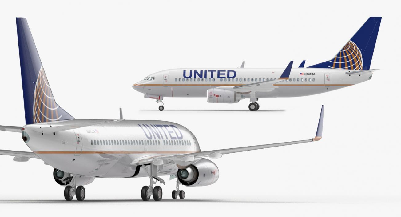 Boeing 737-700 with Interior United Airlines 3D model