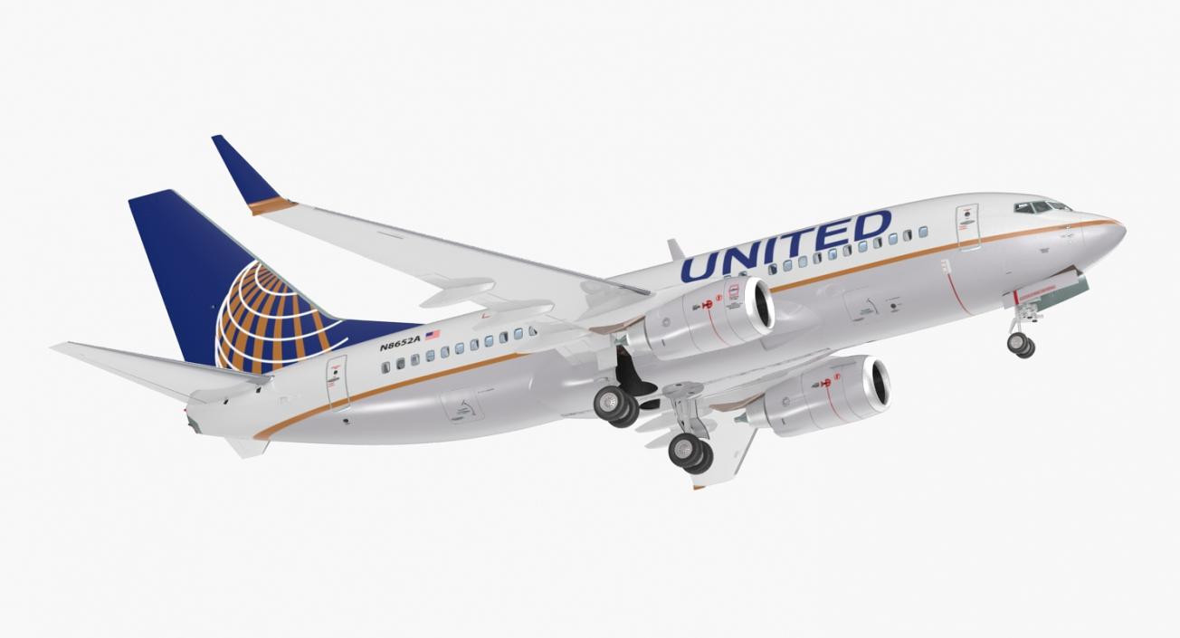 Boeing 737-700 with Interior United Airlines 3D model