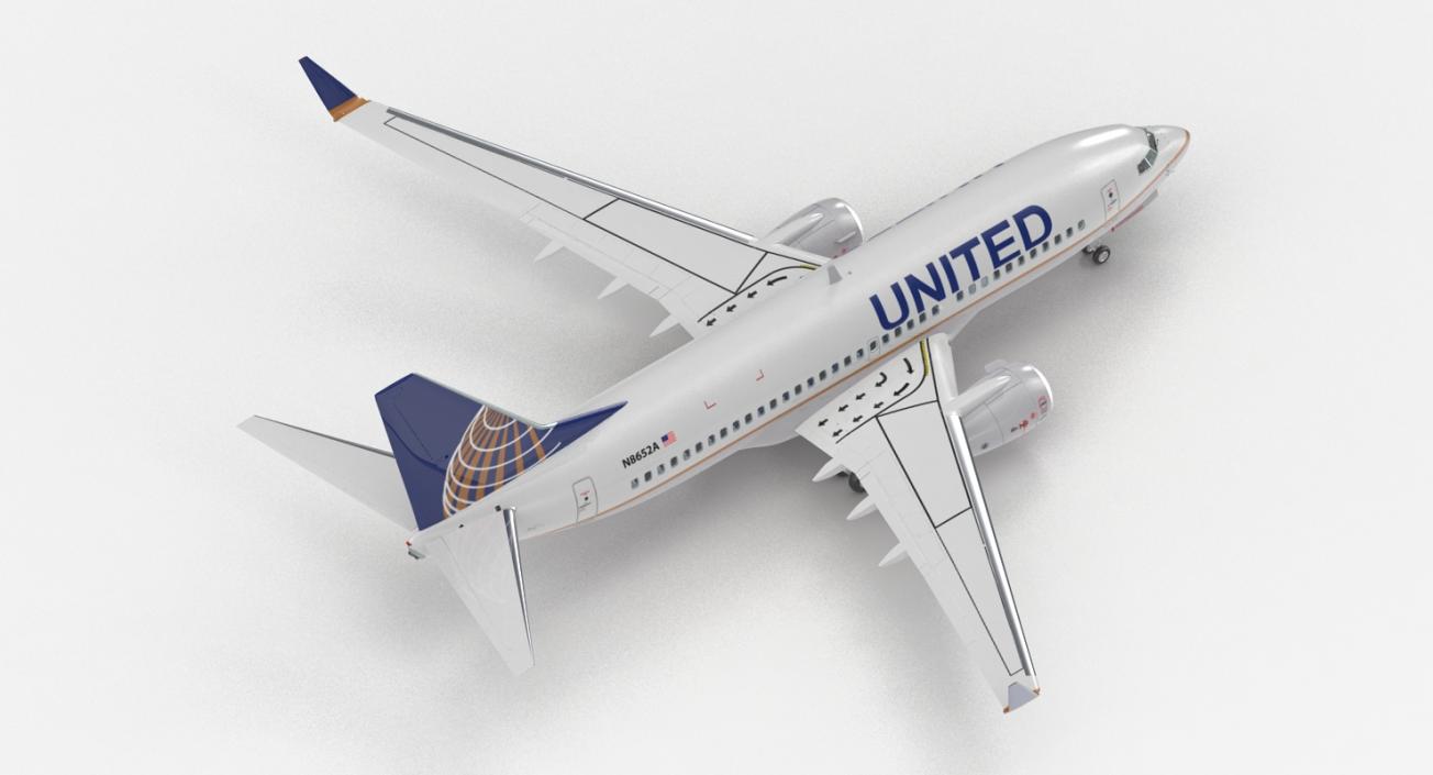 Boeing 737-700 with Interior United Airlines 3D model