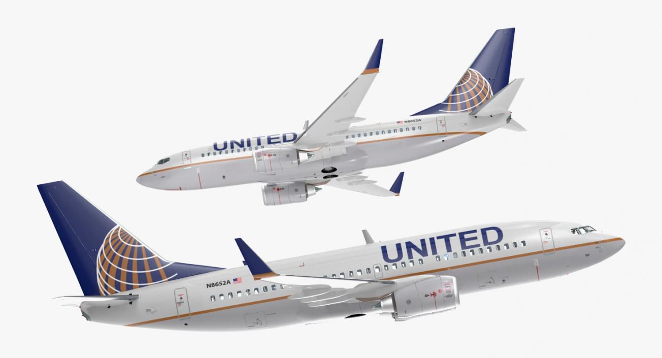 Boeing 737-700 with Interior United Airlines 3D model