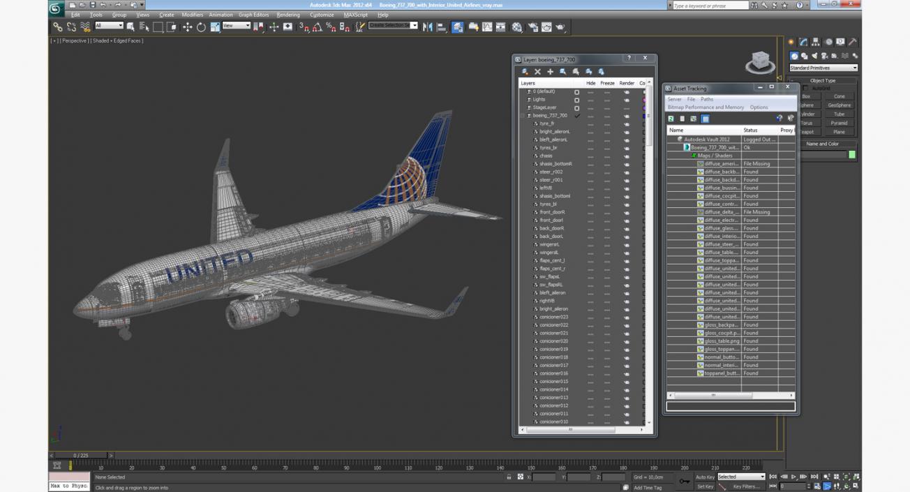 Boeing 737-700 with Interior United Airlines 3D model