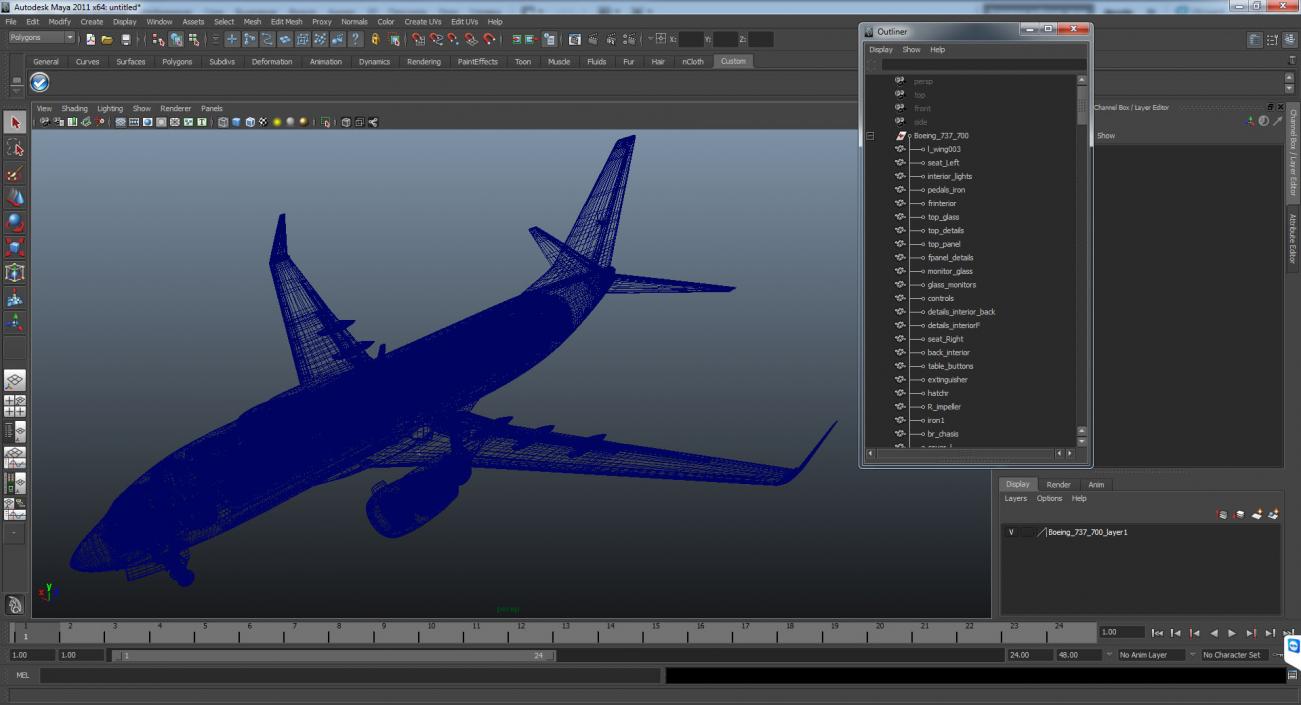 Boeing 737-700 with Interior United Airlines 3D model