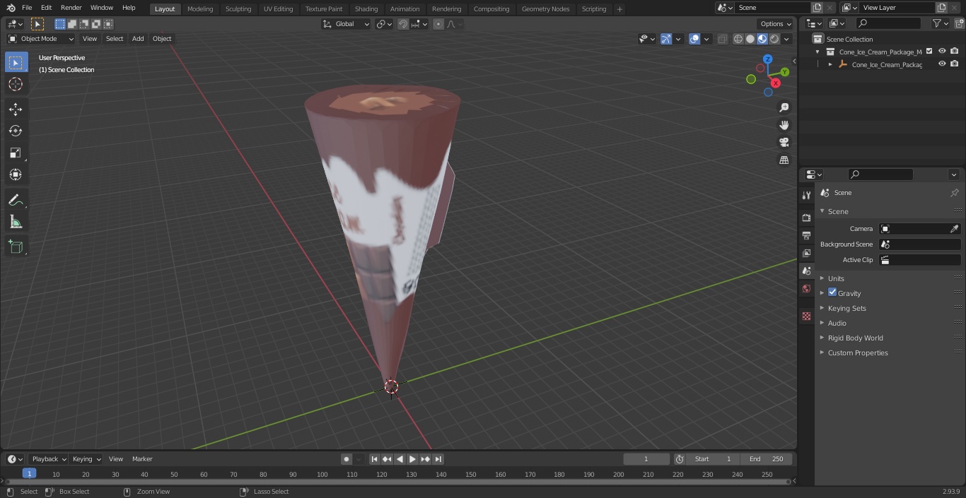 Cone Ice Cream Package Mockup Chocolate 3D model