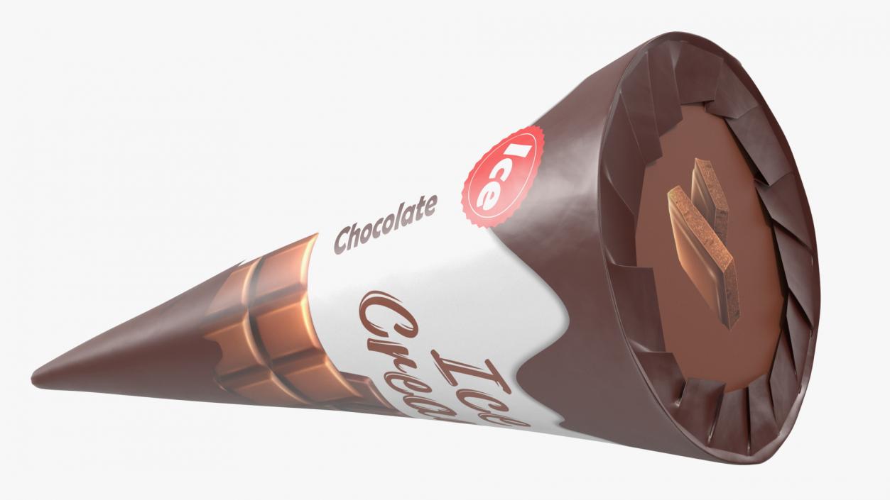 Cone Ice Cream Package Mockup Chocolate 3D model