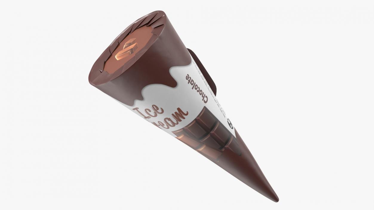 Cone Ice Cream Package Mockup Chocolate 3D model