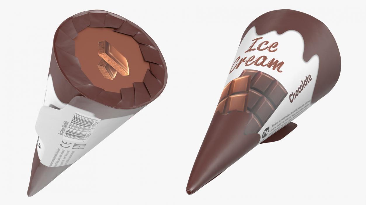 Cone Ice Cream Package Mockup Chocolate 3D model