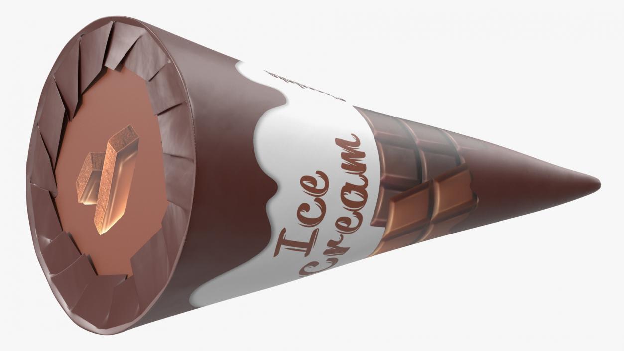 Cone Ice Cream Package Mockup Chocolate 3D model