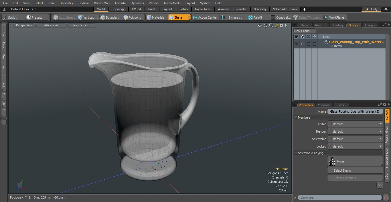 3D Glass Pouring Jug With Water model