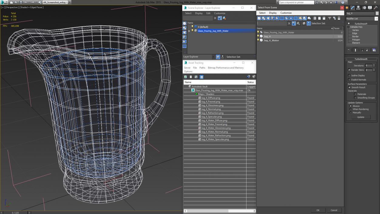 3D Glass Pouring Jug With Water model