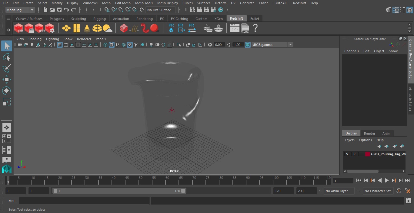 3D Glass Pouring Jug With Water model