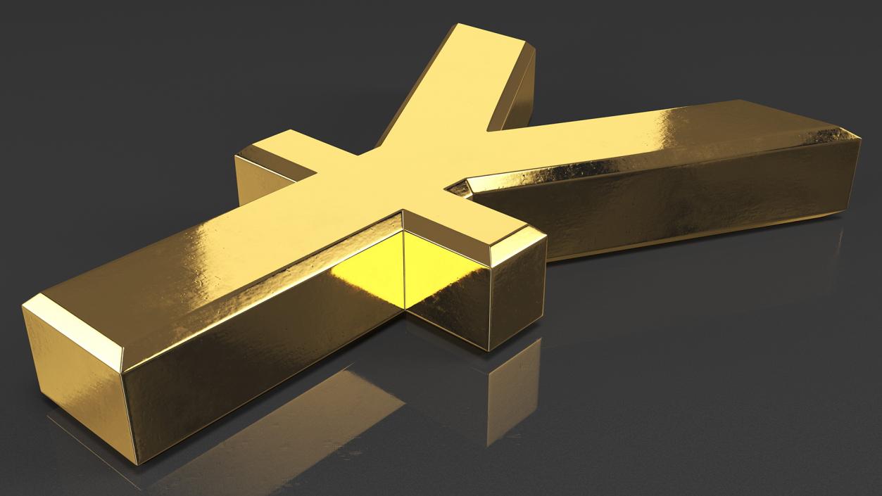 3D Chinese Yuan Currency Symbol Gold model