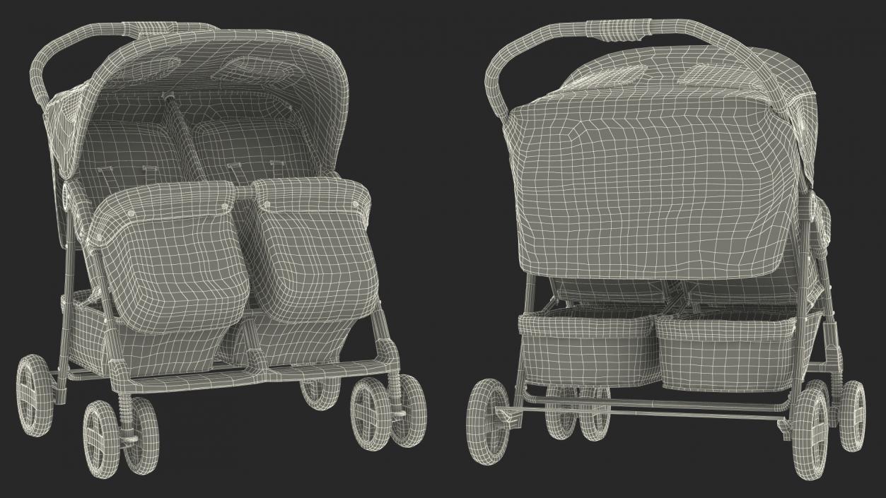 3D Baby Twin Carriage model