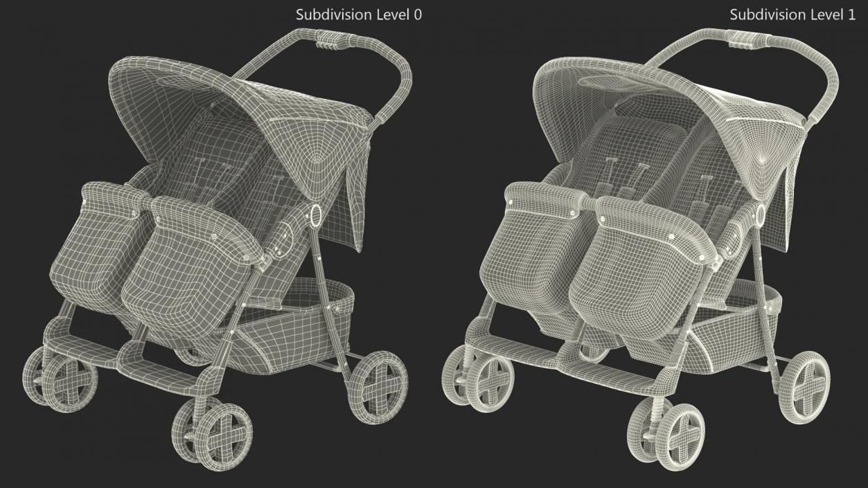 3D Baby Twin Carriage model