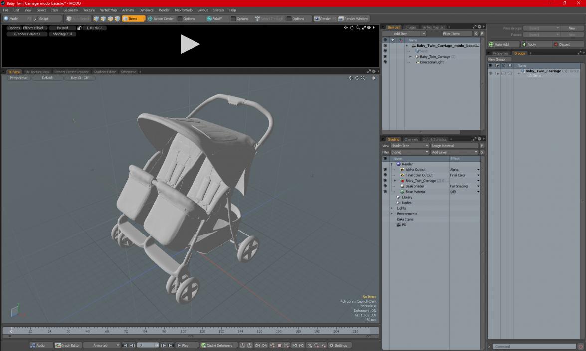 3D Baby Twin Carriage model