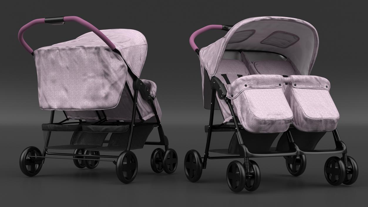 3D Baby Twin Carriage model