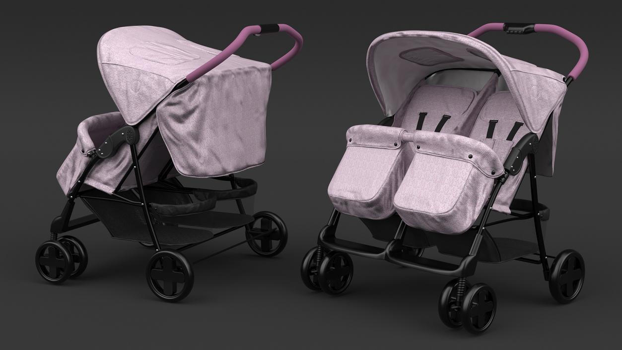 3D Baby Twin Carriage model