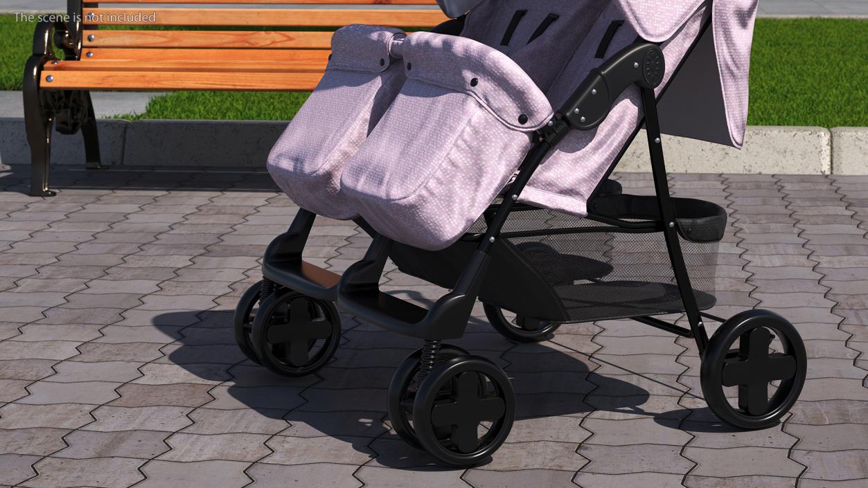 3D Baby Twin Carriage model