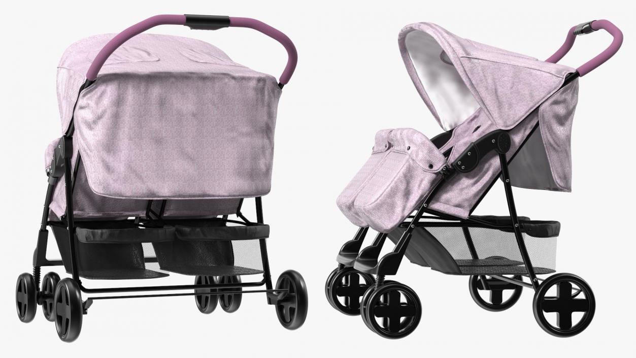 3D Baby Twin Carriage model