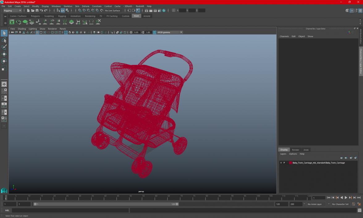 3D Baby Twin Carriage model