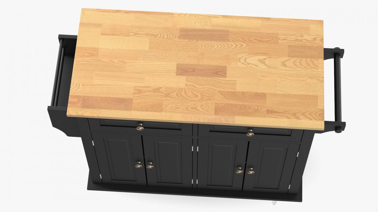 Rolling Kitchen Table Black 3D